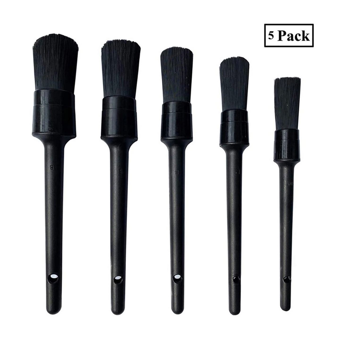 5PC Car Detailing Brush Kit Boar Hair Vehicle Auto Interior For Wheel