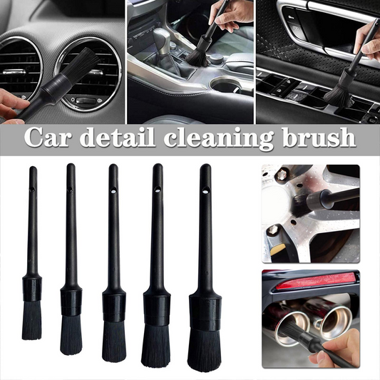 5PC Car Detailing Brush Kit Boar Hair Vehicle Auto Interior For Wheel