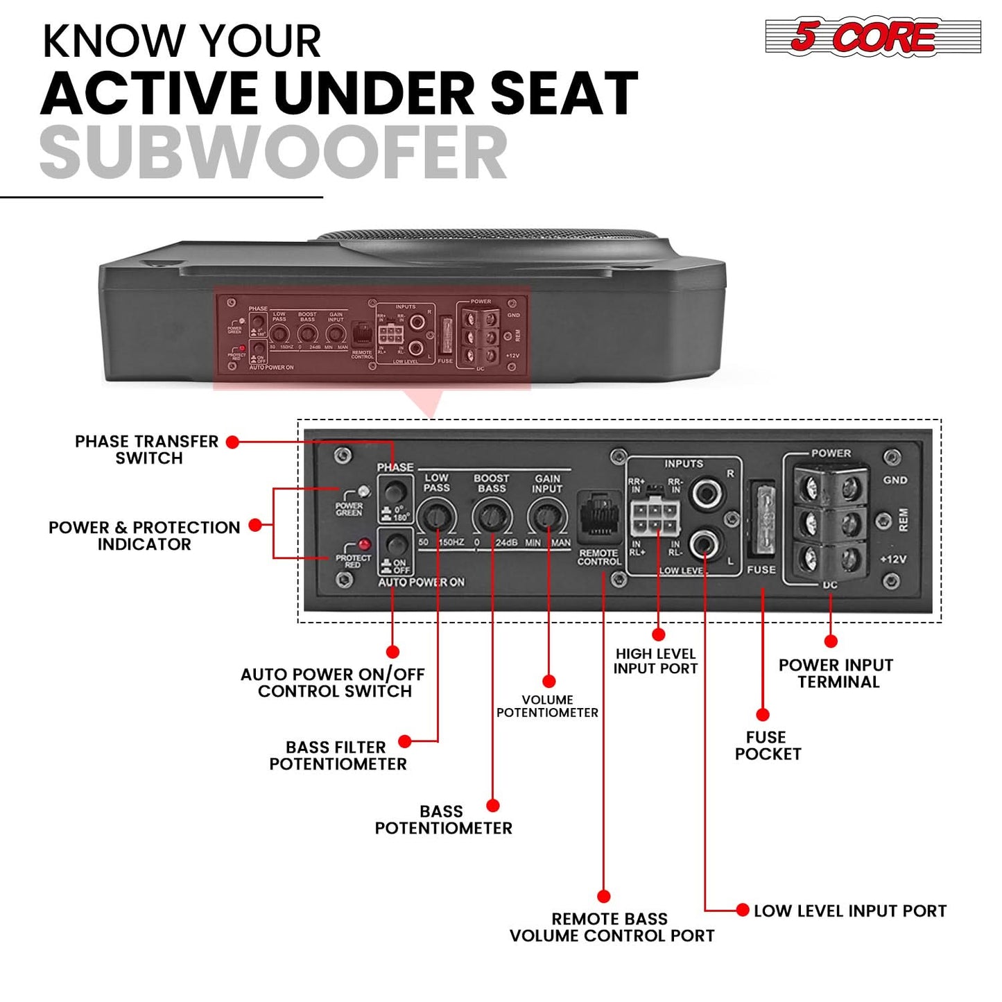 10 inch Slim Subwoofer 800W Active Powered